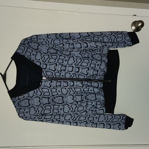 Stella & Dot Navy/Snake Print Reversible Bomber Jacket - S
